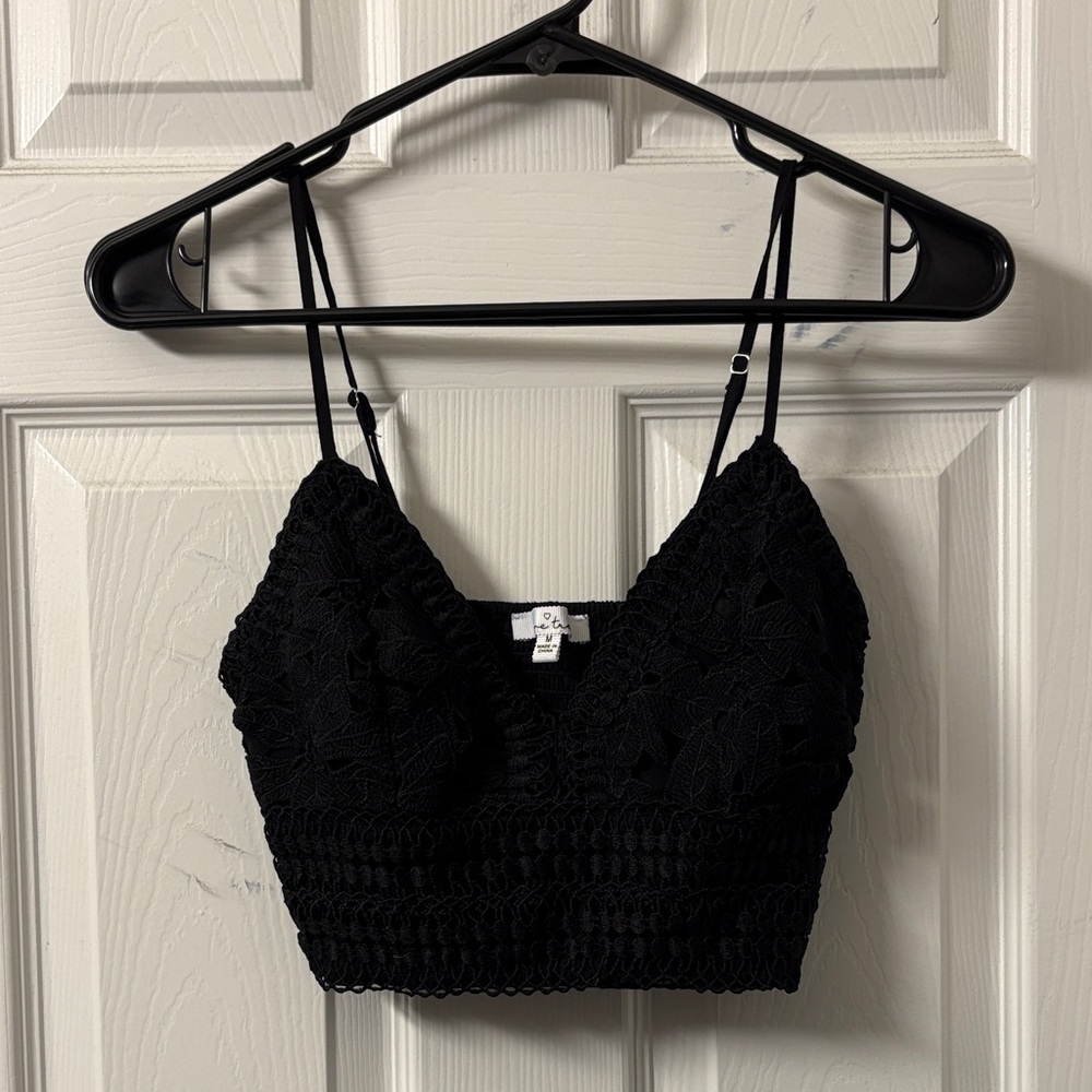 Love Tree Black Lace Crop Top